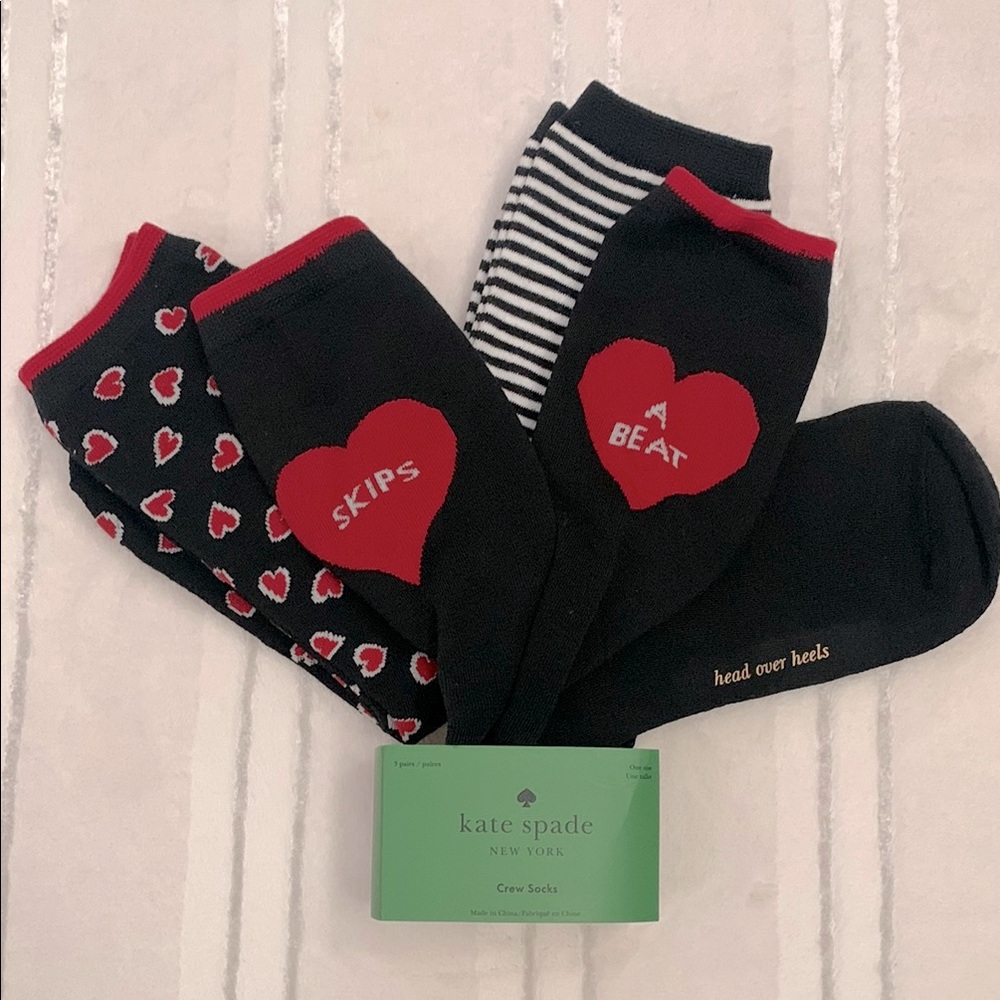 Kate Spade NY Heart Skips A Beat Crew Socks 3 pairs One Size